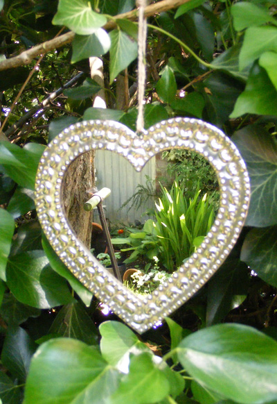 Lovely zinc heart mirror
